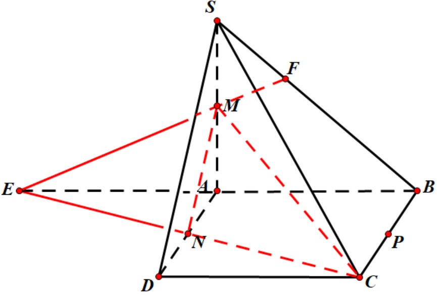 Cho h&igrave;nh ch&oacute;p \(S.ABCD\) c&oacute; đ&aacute;y l&agrave; h&igrave;nh b&igrave;nh h&agrave;n (ảnh 1)