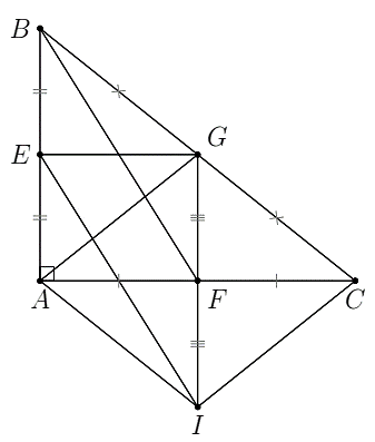 Cho tam giác \(ABC\) vuông ở \(A\). Gọi \(E\) (ảnh 1)