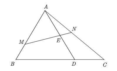 Cho tam giác \(ABC\) có điểm \(D\)nằm trên c (ảnh 1)