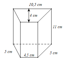 Cho hình lăng trụ đứng có đáy là hình thang cân với các kích thước như hình vẽ. Tính diện tích xung quanh và thể tích của hình lăng trụ đó. (ảnh 1)