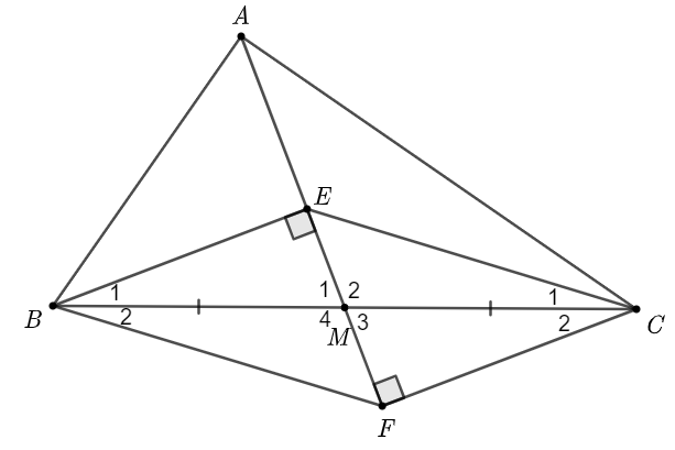 Cho tam giác \(ABC\) (ảnh 1)