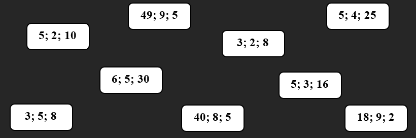 Tô màu vào nhóm ba số có thể lập thành phép nhân đúng. (ảnh 1)