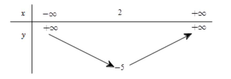 Bảng biến thiên ở dưới là bảng biến thiên của hàm số nào trong các hàm số dưới đây? (ảnh 1)