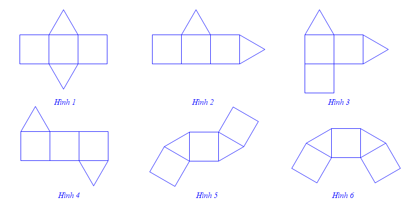 Trong các hình khai triển dưới đây, có bao nhiêu hình gấp lại được thành một hình lăng trụ đứng? (ảnh 1)