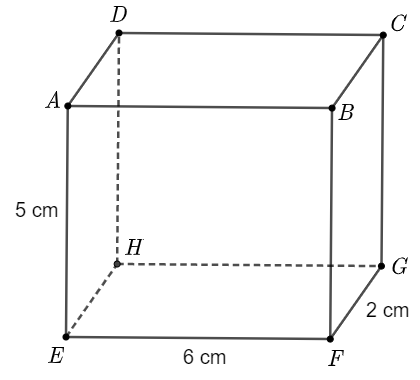 Cho hình hộp chữ nhật ABCD.EFGH hình vẽ. Hỏi độ dài cạnh DH bằng bao nhiêu? (ảnh 1)