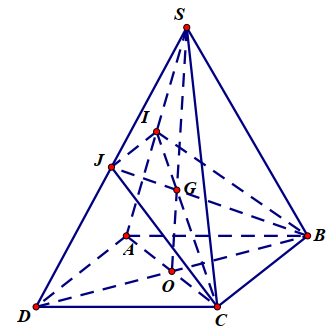 Cho hình chóp \(S.ABCD\) có đáy \(ABCD\) là hình bình hành. Gọi \(I\) là trung điểm của \(SA.\) Thiết diện của hình chóp \(S.ABCD\) (ảnh 1)