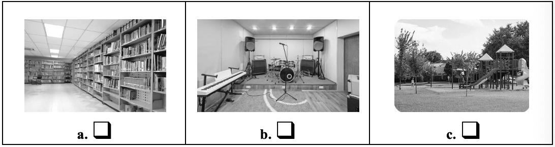 Read and tick. A: Is this your library? B: No, it isn’t. It’s our music room. (ảnh 1)