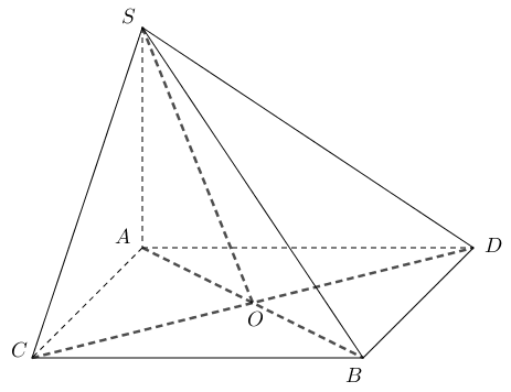 C&acirc;u 15:	Cho h&igrave;nh ch&oacute;p \(S.ABCD\) c&oacute; đ&aacute;y \[ABCD\] l&agrave; h&igrave;nh b&igrave;nh h&agrave;nh. Gọi \(O\)l&agrave; giao điểm của \(AC\) v&agrave; \(BD\). Giao tuyến của \(\left( {SAC} \right)\) v&agrave; \(\left( {SBD} \right)\) l&agrave; A. \(SD.\)	B. \(SO.\)	C. \(SB.\)	D. \(SA.\) (ảnh 1)