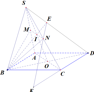 Cho hình chóp \(S.ABCD\) có đáy \(ABCD\) (ảnh 1)