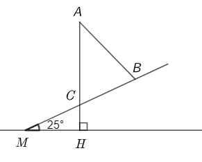 Một tháp viễn thông cao 48 m được dựng thẳng đứng trên một sườn dốc 25 độ so với phương ngang. Từ đỉnh tháp, người ta neo một sợi dây cáp xuống một điểm trên sườn dốc cách chân tháp 35 m như hình dưới. Tính chiều dài của sợi dây cáp đó. (ảnh 2)