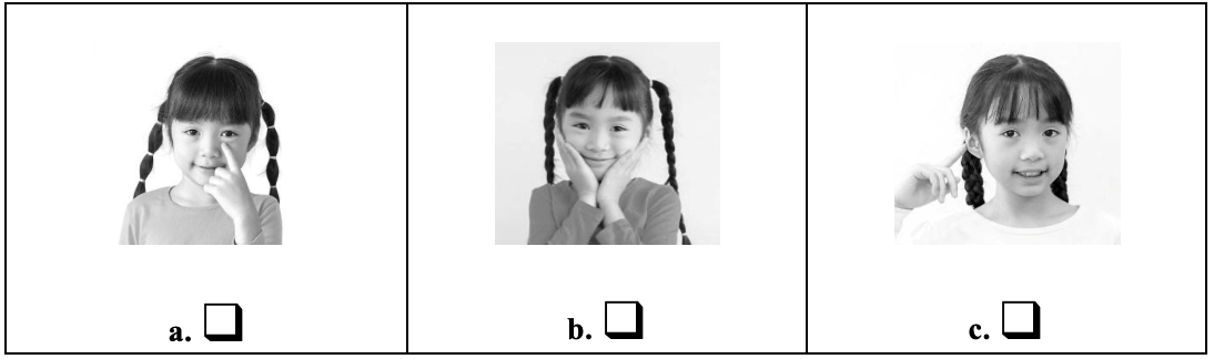 Read and tick. A: Sit down and touch your eye. B: OK. (ảnh 1)