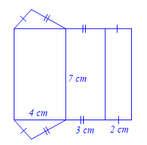 Một hình lăng trụ có hình khai triển như hình bên. Diện tích xung quanh của hình lăng trụ đứng đó là (ảnh 1)