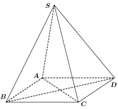 Cho hình chóp S.ABCD có đáy là hình bình hành như hình vẽ. (ảnh 1)