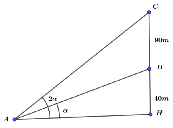 Chọn D Đặt: \(AH = x\). Điều ki (ảnh 1)