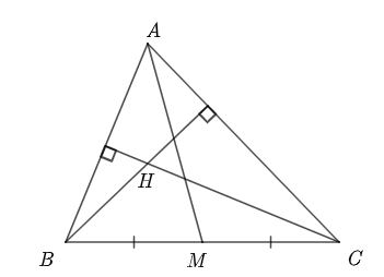 Cho tam giác \[ABC\] có trực tâm \(H\). (ảnh 1)