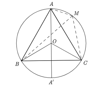 Cho tam giác \(ABC\) đều cạn (ảnh 1)