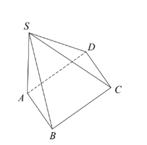 Diện tích xung quanh của hình chóp (S.ABCD) (hình bên) gồm diện tích những mặt nào? (ảnh 1)