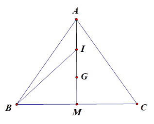 Cho tam giác ABC đều cạnh a và G là trọng tâm. Gọi I là trung điểm của AG. Độ dài của vectơ là (ảnh 1)