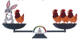 Thỏ nặng 6 kg. Cân nặng của mỗi con gà là: (ảnh 1)