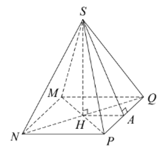 Cho hình vẽ bên, trung đoạn của hình chóp tứ giác S.MNPQ là (ảnh 1)