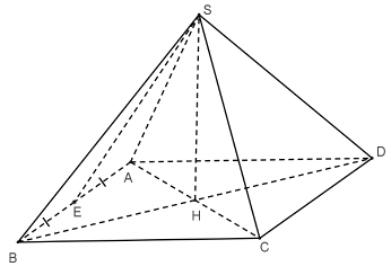 Cho hình chóp tứ giác đều (S.ABCD) (như hình vẽ). Khi đó đường cao của hình chóp là (ảnh 1)