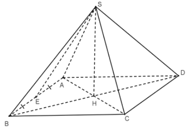 Cho hình chóp tứ giác đều S.ABCD (như hình vẽ). Khi đó, trung đoạn của hình chóp là (ảnh 1)