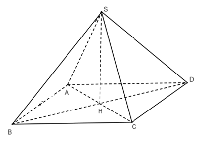 Cho hình chóp tứ giác đều (S.ABCD) (như hình vẽ). Khi đó cạnh (SH)của hình chóp là (ảnh 1)