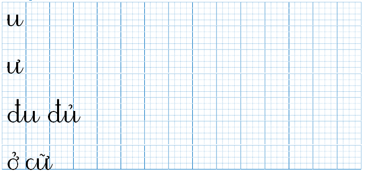 Tập viết u ư đu đủ ở cữ (ảnh 1)