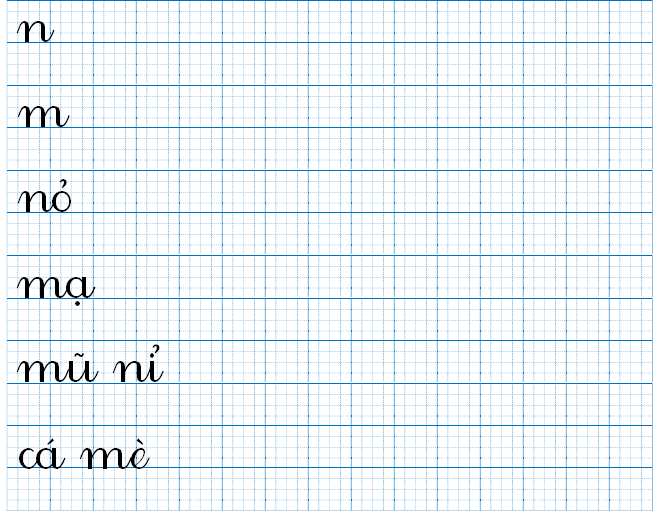 Tập viết n m nỏmaj mũ nỉ (ảnh 1)