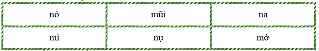 Tô màu vàng cho chữ có chứa “n”, tô màu xanh cho chữ có chứa “m”: (ảnh 1)