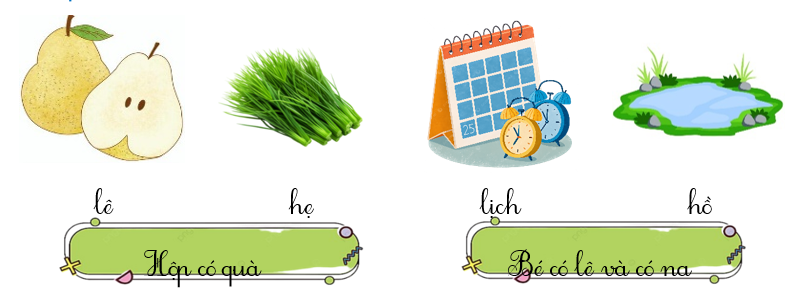 Tập đọc lê hẹ	lịch hồ Hộp có quà 	Bé có lê và có na (ảnh 1)