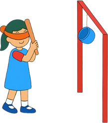 Mai đang thực hiện trò chơi đập niêu.  Khả năng Mai đập chiếc niêu là: (ảnh 1)