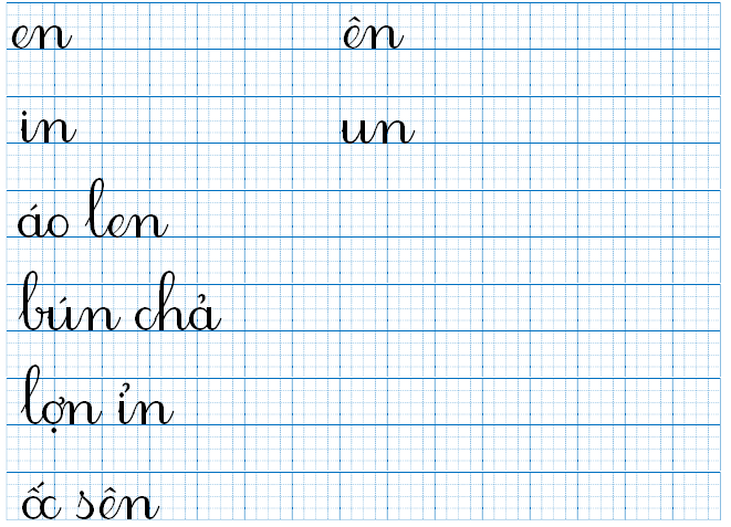 Tập viết en ên in un áo len (ảnh 1)