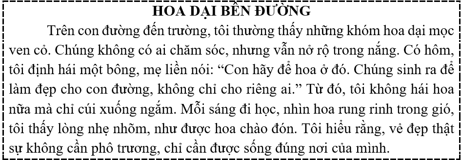 Đọc  a) Bông hoa dại tượng trưng cho điều gì trong cuộc sống? (ảnh 1)