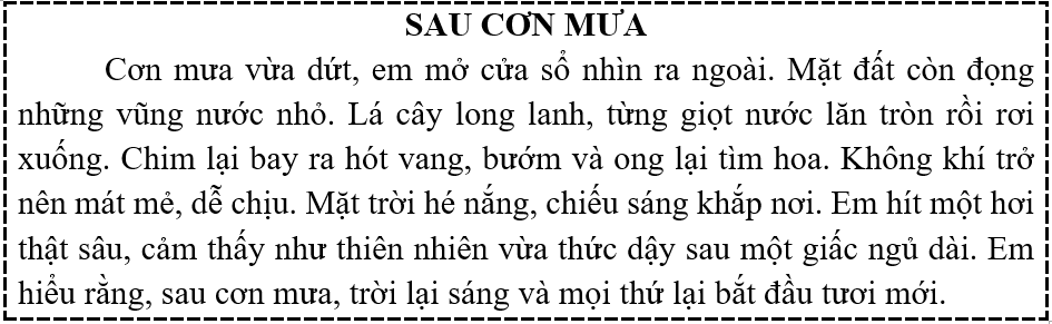 Đọc  Câu hỏi:  a) Sau cơn mưa, không khí như thế nào? (ảnh 1)