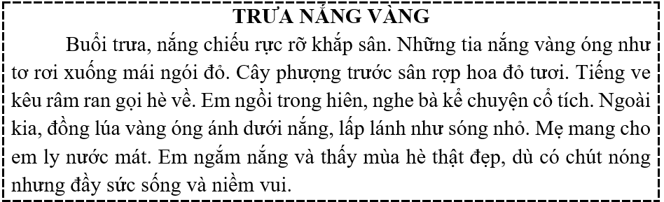 Đọc  Câu hỏi:  a) Mùa hè buổi trưa có những âm thanh gì? (ảnh 1)