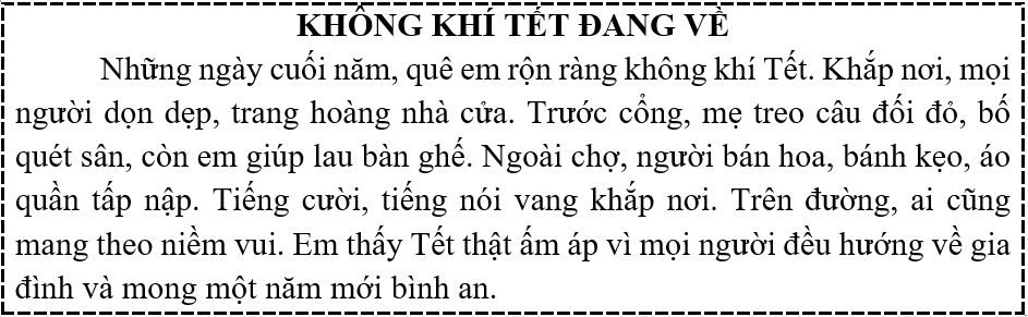 Đọc  Câu hỏi:  a) Mọi người làm gì để đón Tết? (ảnh 1)