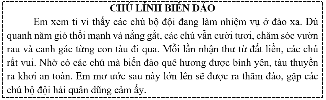 Tập đọc  Câu hỏi:  a) Các chú bộ đội làm gì trên đảo?  b) Khi nhận thư từ đất liền, các chú cảm thấy thế nào? (ảnh 1)