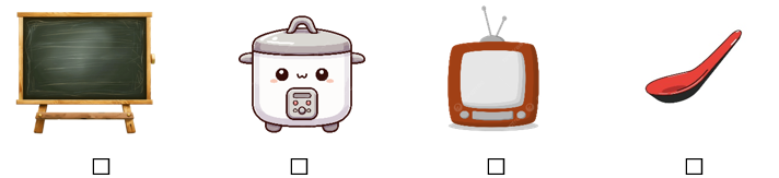 e) Em hãy đánh dấu ✔ vào đồ dùng trong nhà bếp. (ảnh 1)