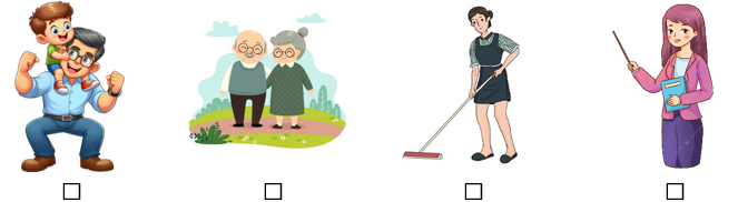 d) Em đã từng viết thư cho ai? Hãy đánh dấu ✔ vào bức tranh phù hợp: (ảnh 1)