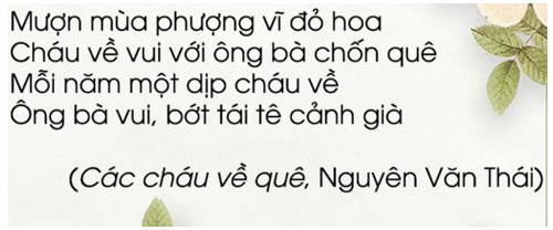 Đoạn thơ sau nói về những người thân nào trong gia đình?    (ảnh 1)