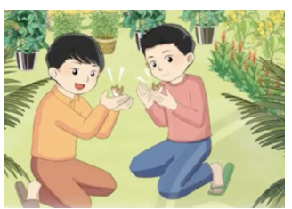 Hai nhân vật trong truyện Đôi bạn và hai chú chim non có tên là gì? (ảnh 1)