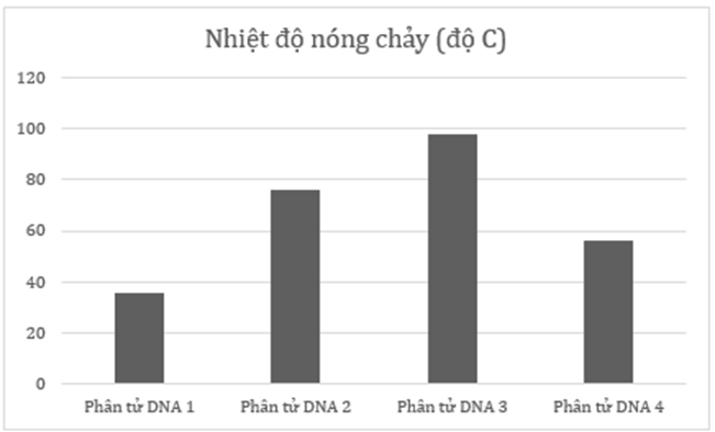 Nhiệt độ làm tách hai mạch của phân tử DNA được gọi là nhiệt độ nóng chảy (Tm). (ảnh 1)