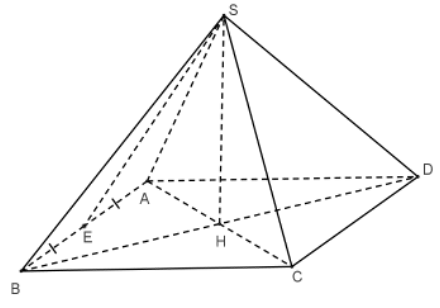Cho hình chóp tứ giác đều S.ABCD (như hình vẽ). Khi đó, trung đoạn của hình chóp là (ảnh 2)