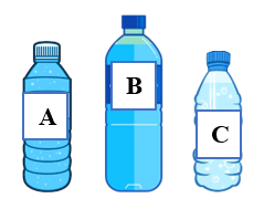 Chai nào đựng được nhiều nước hơn? A. Chai A B. Chai B C. Chai C (ảnh 1)