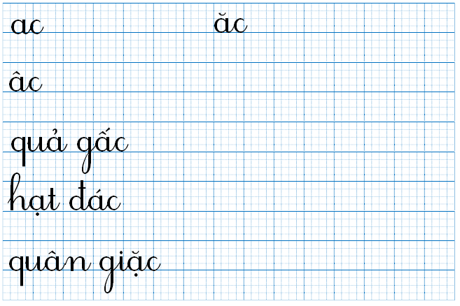 Tập viết ac ăc âc (ảnh 1)