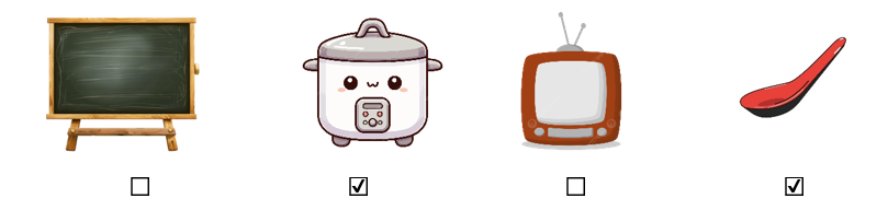 e) Em hãy đánh dấu ✔ vào đồ dùng trong nhà bếp. (ảnh 2)