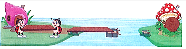 Nhà Cánh Cam và nhà Ốc Sên bị ngăn cách bởi một con sông. Cánh Cam dùng hai thanh gỗ làm thành cây cầu bắc qua sông. Thanh gỗ thứ nhất dài 11 cm và dài hơn thanh gỗ thứ hai 3 cm. Hỏi: a. Thanh gỗ thứ hai dài bao nhiêu xăng-ti-mét? (ảnh 1)