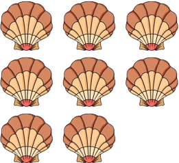 Hãy khoanh tròn vào 1/2 số vỏ sò trong mỗi hình: (ảnh 2)