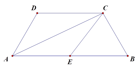 Cho hình thang cân ABCD có AB//CD, AB = 2AD = 2CD, E là trung điểm cạnh AB.Trong các mệnh đề sau, tìm mệnh đề sai? (ảnh 1)